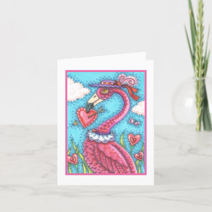 ROSA FLAMINGO VALENTINSHERZEN, LIEBESVOGEL WHIMSY FEIERTAGSKARTE