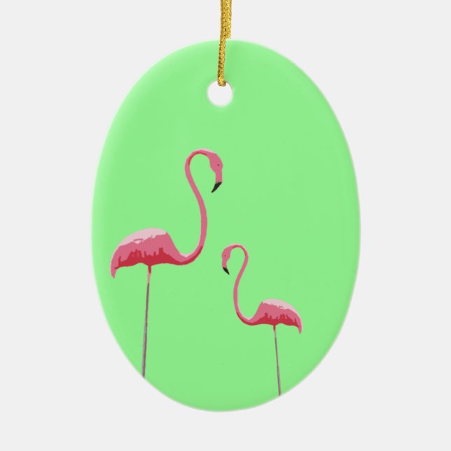 Rosa Flamingo-Verzierung Keramik Ornament (Vorne)