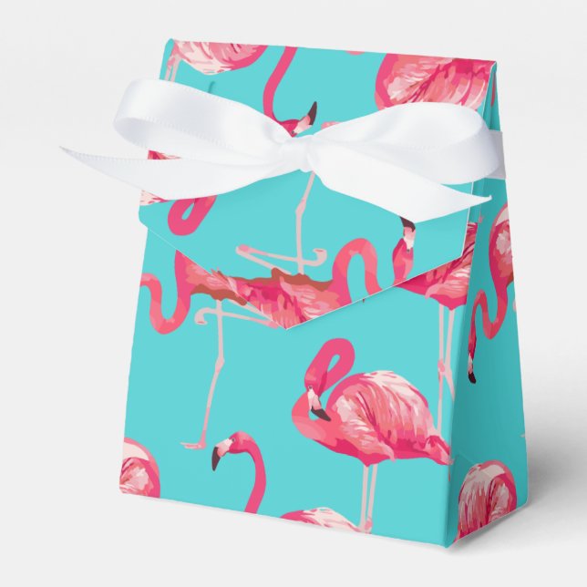 Rosa Flamingo-Vögel auf türkisfarbenem Hintergrund Geschenkschachtel (Vorderseite)