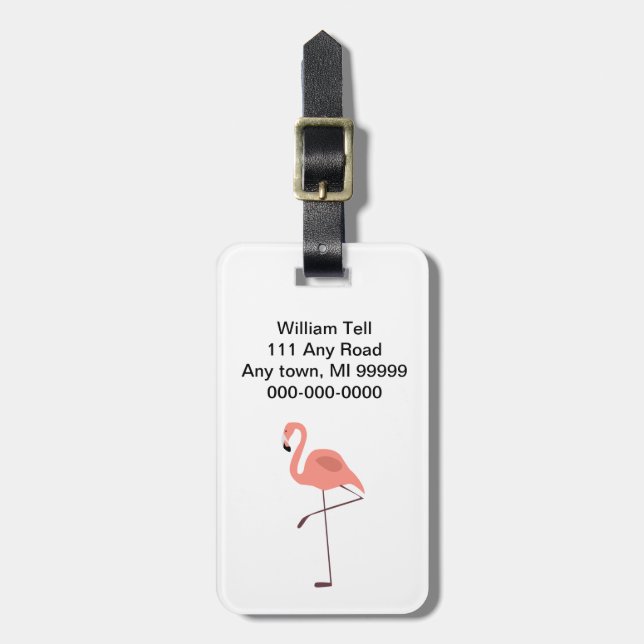 Rosa Flamingo-Vogel-Illustration Gepäckanhänger (Vorderseite vertikal)
