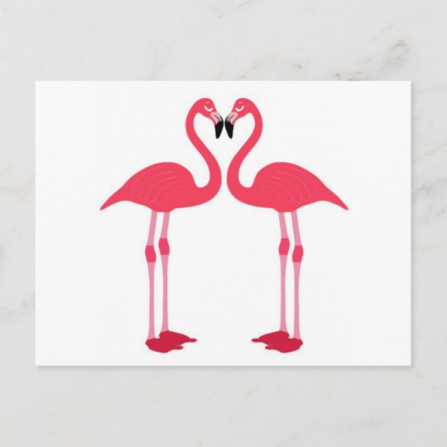 Rosa Flamingo-Vögel-Liebe-Herz Postkarte (Vorderseite)