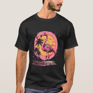 Rosa Flamingo Vogel Tier Kunst Wildleben Sonnenunt T-Shirt