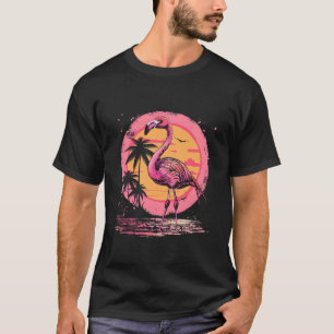 Rosa Flamingo Vogel Tier Kunst Wildnis Sonnenunter T-Shirt