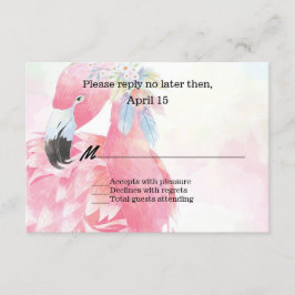 Rosa Flamingo Wedding RSVP Card Karte