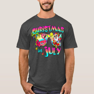 Rosa Flamingo Weihnachtsmannhut Weihnachten im Jul T-Shirt