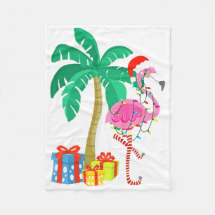 Rosa Flamingo Weihnachtspalme Tropischer Weihnacht Fleecedecke