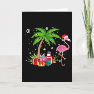 Rosa Flamingo Weihnachtspalme Tropischer Weihnacht Karte