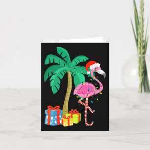 Rosa Flamingo Weihnachtspalme Tropisches Weihnacht Karte