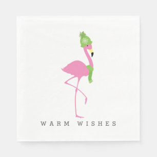 Rosa Flamingo-Winter-Weihnachtsservietten Serviette