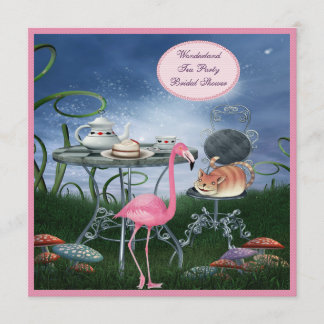 Rosa Flamingo Wonderland Tee Party Brautparty Einladung