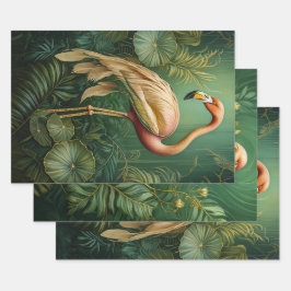 Rosa Flamingoes mit feiner Küche, Coconut Grove Geschenkpapier Set