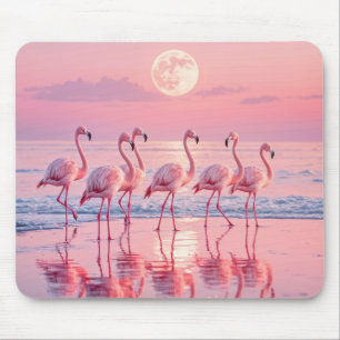 Rosa Flamingos am rosa Strand Mousepad