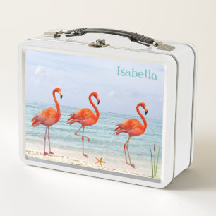 Rosa Flamingos am Strand Metall Brotdose