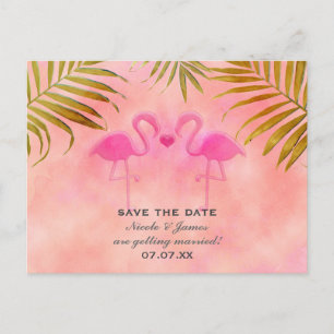 Rosa Flamingos Aquarell Save-the-Date-Karte Ankündigungspostkarte