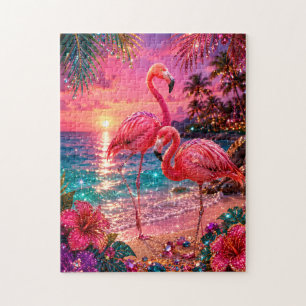 Rosa Flamingos auf einem glamourösen, juwelenfarbe