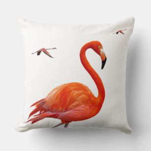 Rosa Flamingos auf Weiß Kissen