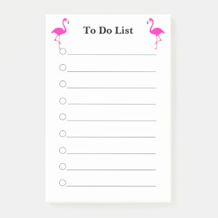 Rosa Flamingos auf weißem liniertem To-Do-Liste-Po Post-it Klebezettel
