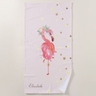 Rosa Flamingos-Blume, Goldfetti Strandtuch
