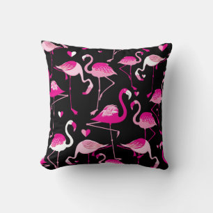 Rosa Flamingos, dunkles, nahtloses Muster. Kissen