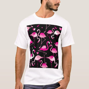 Rosa Flamingos, dunkles, nahtloses Muster. T-Shirt