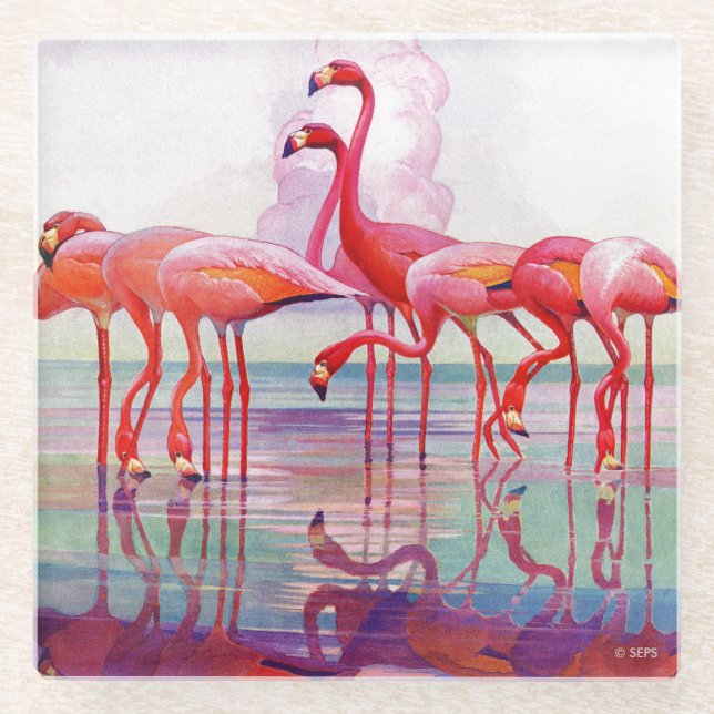 Rosa Flamingos durch Francis-Lee Jacques Glasuntersetzer (Vorderseite)