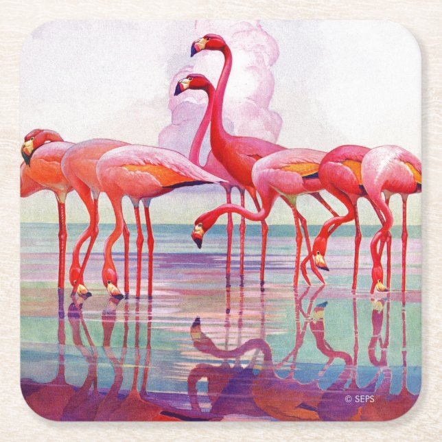 Rosa Flamingos durch Francis-Lee Jacques Rechteckiger Pappuntersetzer (Vorderseite)
