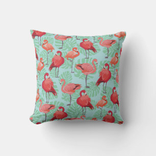 Rosa Flamingos: Exotisches Nahtloses Muster. Kissen
