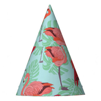 Rosa Flamingos: Exotisches Nahtloses Muster. Partyhütchen