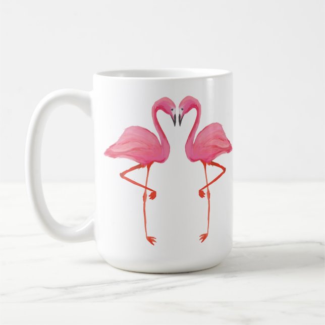 Rosa Flamingos FLAMINGO HERZ Tropischer Urlaub rv Kaffeetasse (Links)