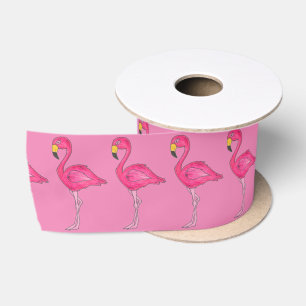 Rosa Flamingos Flamingos Tropical Bird Birds Ribbo Satinband