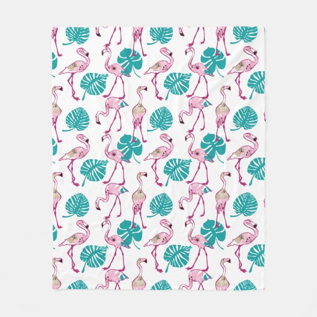 Rosa Flamingos Fleecedecke (Vorderseite)