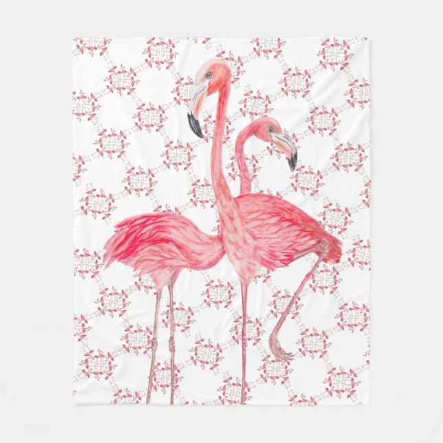 Rosa Flamingos Fleecedecke (Vorderseite)