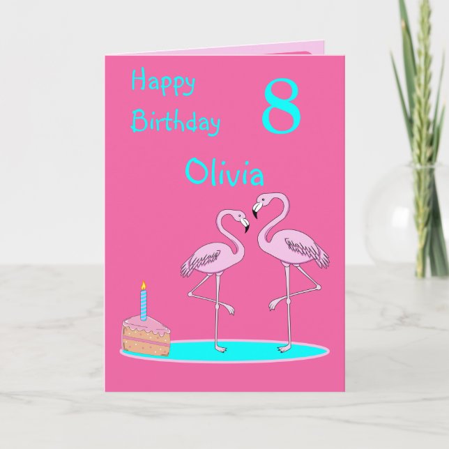 Rosa Flamingos Geburtstagskarte Faltenkarte Karte (Vorderseite)