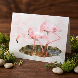 Rosa Flamingos Gesellschaft in Aquarell-Kunst Dankeskarte