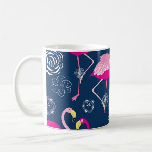 Rosa Flamingos: Grafisches dunkles Muster Kaffeetasse