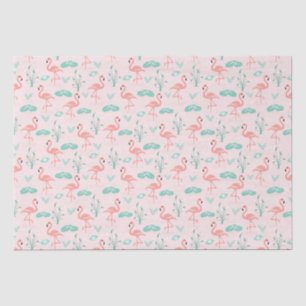 Rosa Flamingos Grüne Palmwedel Tropisch Seidenpapier