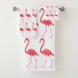 Rosa Flamingos Handtuch Set