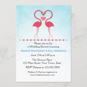 Rosa Flamingos, Herz, Brautparty Einladung
