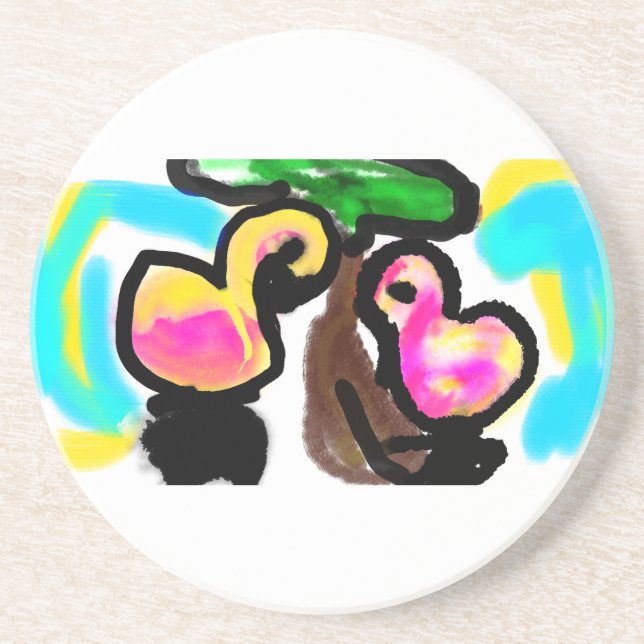 Rosa Flamingos Hochzeit Getränkeuntersetzer (Vorne)