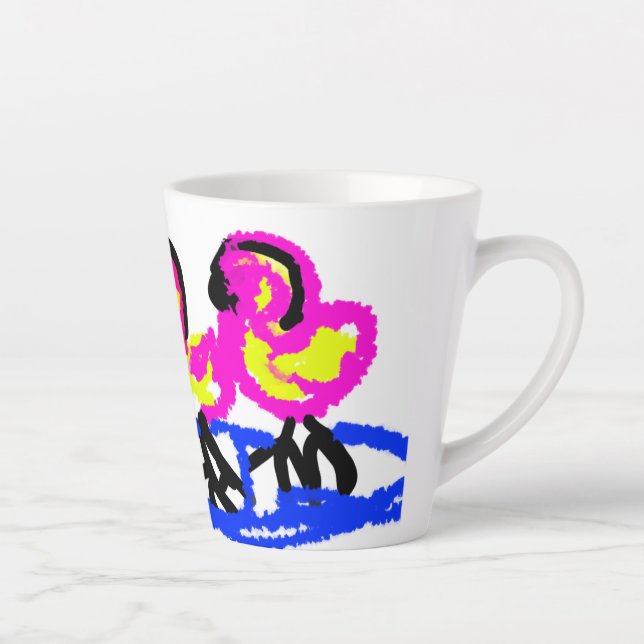 Rosa Flamingos Hochzeit Sommerspass Milchtasse (Rechts)