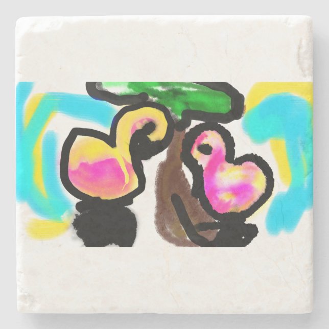 Rosa Flamingos Hochzeit Steinuntersetzer (Vorderseite)