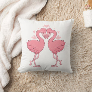 Rosa Flamingos Hochzeitsstrand Tropischer Sommer Kissen