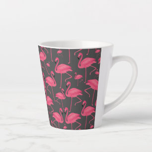Rosa Flamingos im dunkelgrauen Hintergrund Milchtasse
