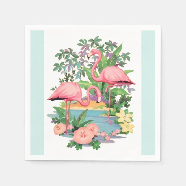 Rosa Flamingos im Paradies Papier Napkins Serviette (Vorderseite)