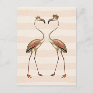 Rosa Flamingos in Kronen Postkarte