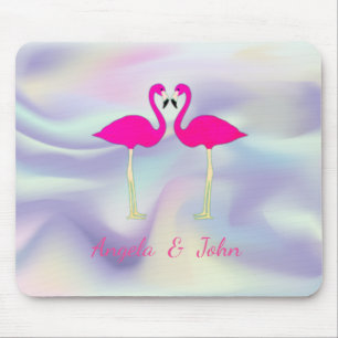 Rosa Flamingos in Liebe holografisch Mousepad