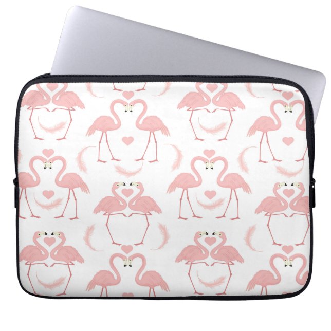 Rosa Flamingos in Liebe-Muster Laptopschutzhülle (Vorderseite)