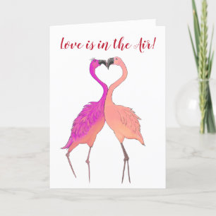 Rosa Flamingos in Liebesherz Farbige Valentinstags Feiertagskarte
