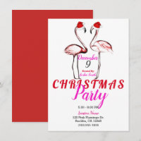 Rosa Flamingos in Santa Mützen Weihnachtsfeier