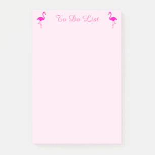 Rosa Flamingos & Kalligrafie auf hellrosa Gold Post-it Klebezettel